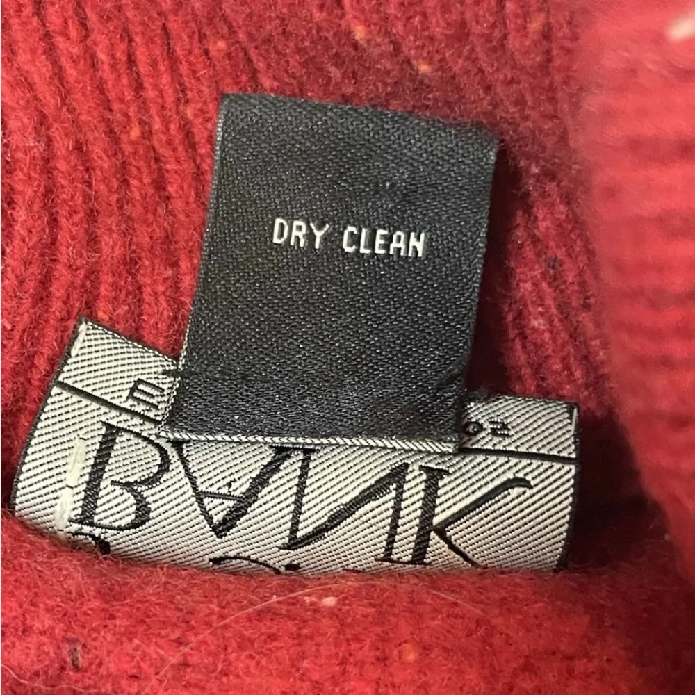 Jos. A. Bank Men's Lambswool Knit Sweater Pullover‎ with Leather Pull Zipper Red
